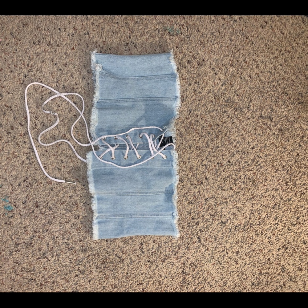 Jean Bandeau Top with Shoelace Ties